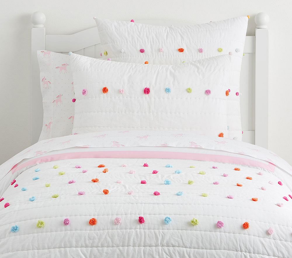 Bright Pom Pom Quilted Bed Linen Pottery Barn Kids Uk